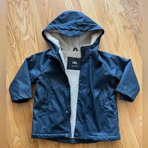 Zara Navy Rubberized Rain Coat